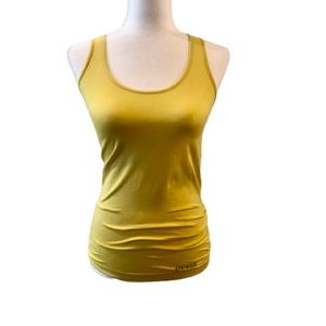 Guess Women’s  yellow body-slimming stretchy scoop neckline racer-back tank top